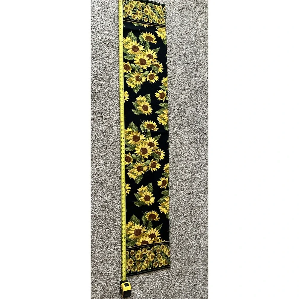 April Cornell SUNFLOWERS Table Runner with Black Background and Border 13x70